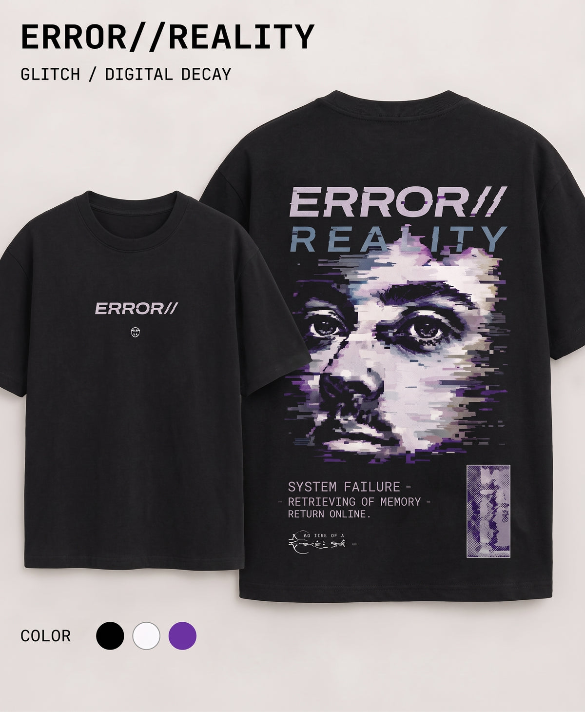 Error//Reality Glitch Art Oversized T-Shirt