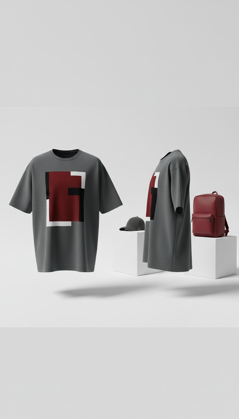 Oversized Tee With Crimson Script
